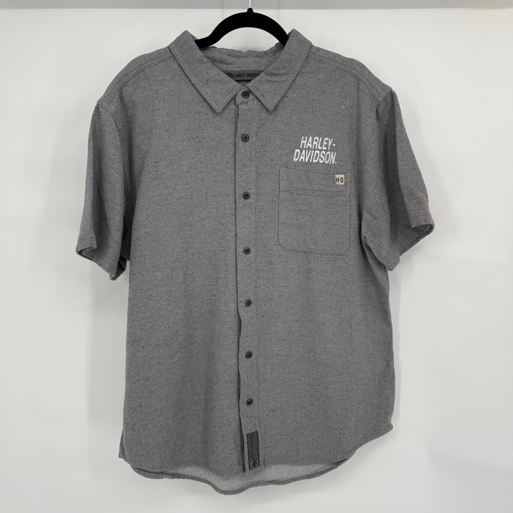 Harley-Davidson Slim Fit Button Front‎ Shirt Short Sleeve Logo Graphic XL Biker